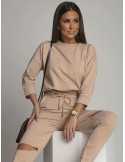 Sports tracksuit set with slits on the knees, beige FI608 - Online store - Boutique